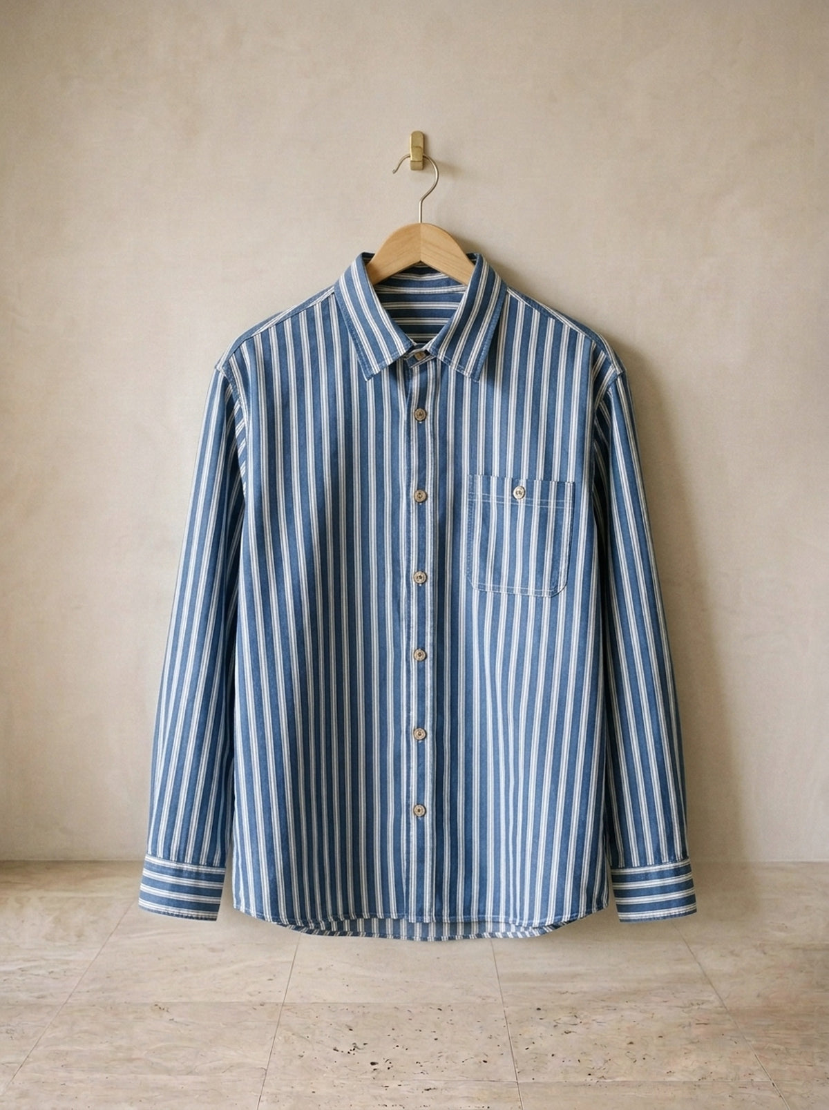 Listrado azul-claro | Camisa social listrada Saint Moritz listrado azul-claro – peça sozinha, foto de produto