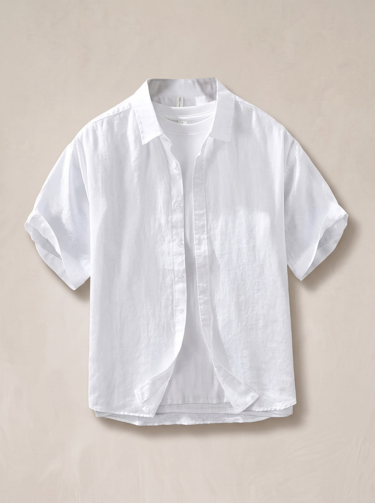 Branco | Camisa de linho manga curta Salamanca branco – peça sozinha, foto de produto