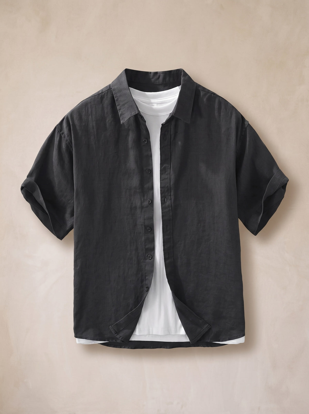 Cinza | Camisa de linho manga curta Salamanca cinza – peça sozinha, foto de produto