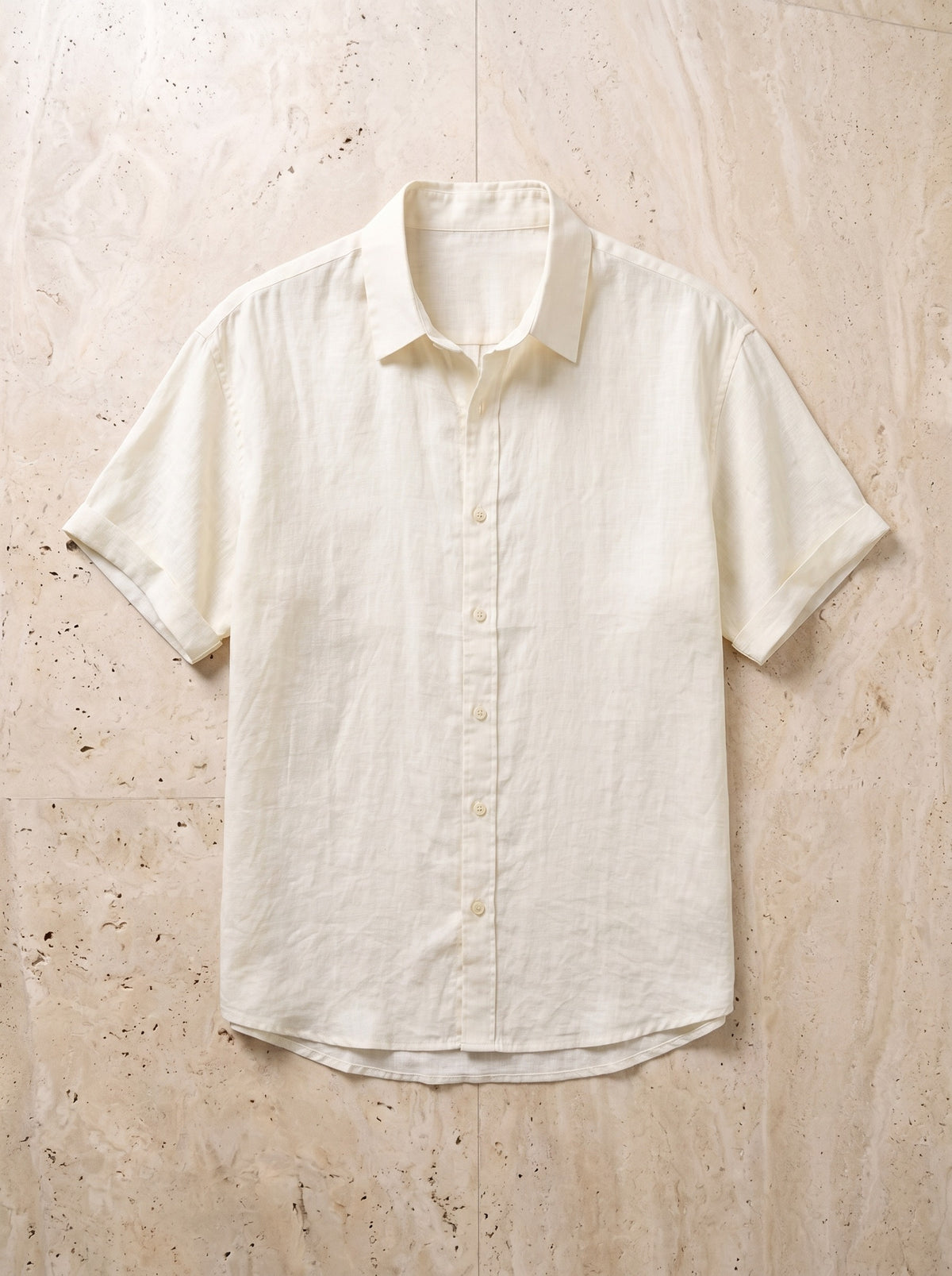 Off-white | Camisa de linho manga curta Salamanca off-white – peça sozinha vista de cima