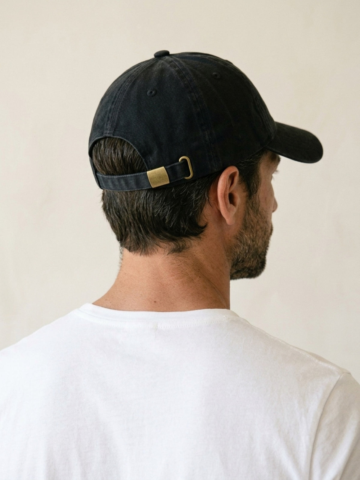 Preto | Boné de algodão Salzburgo preto – vista de trás com a fivela de ajuste