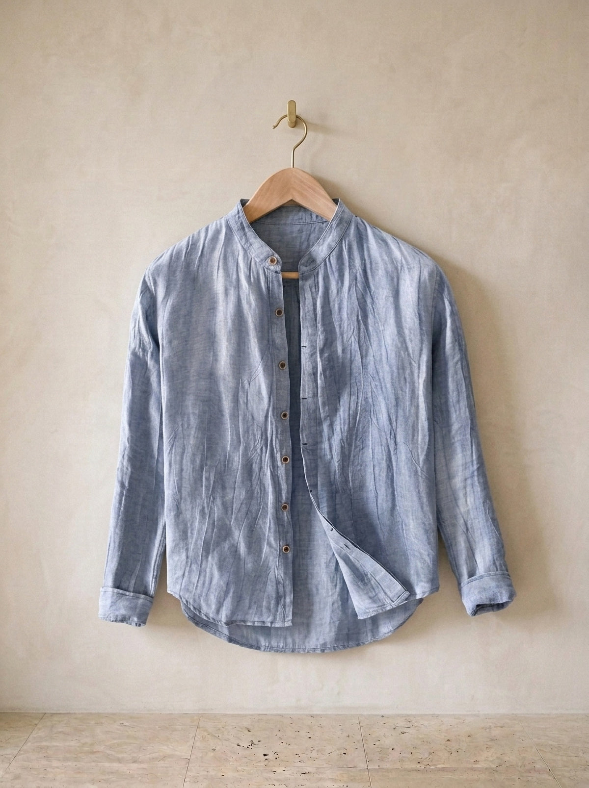 Azul | Camisa social de linho San Sebastián azul – peça sozinha, foto de produto