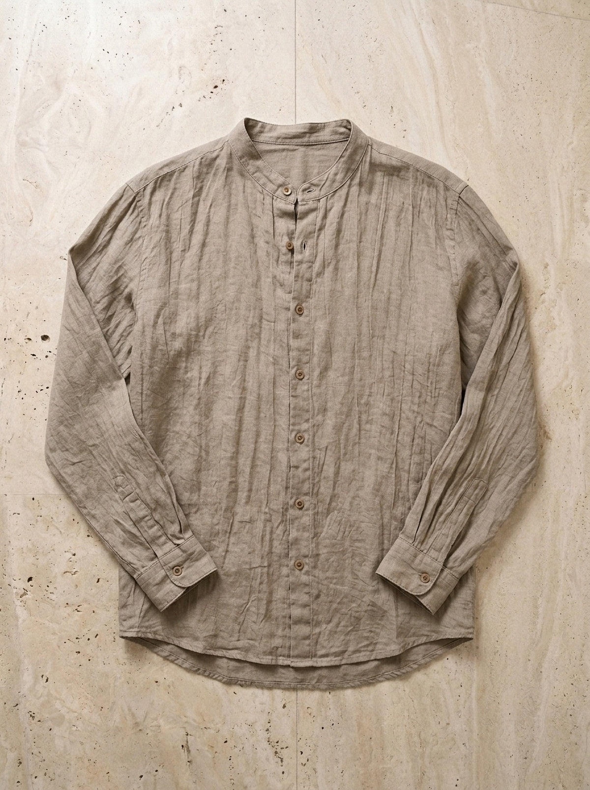 Caqui | Camisa social de linho San Sebastián caqui – peça sozinha vista de cima