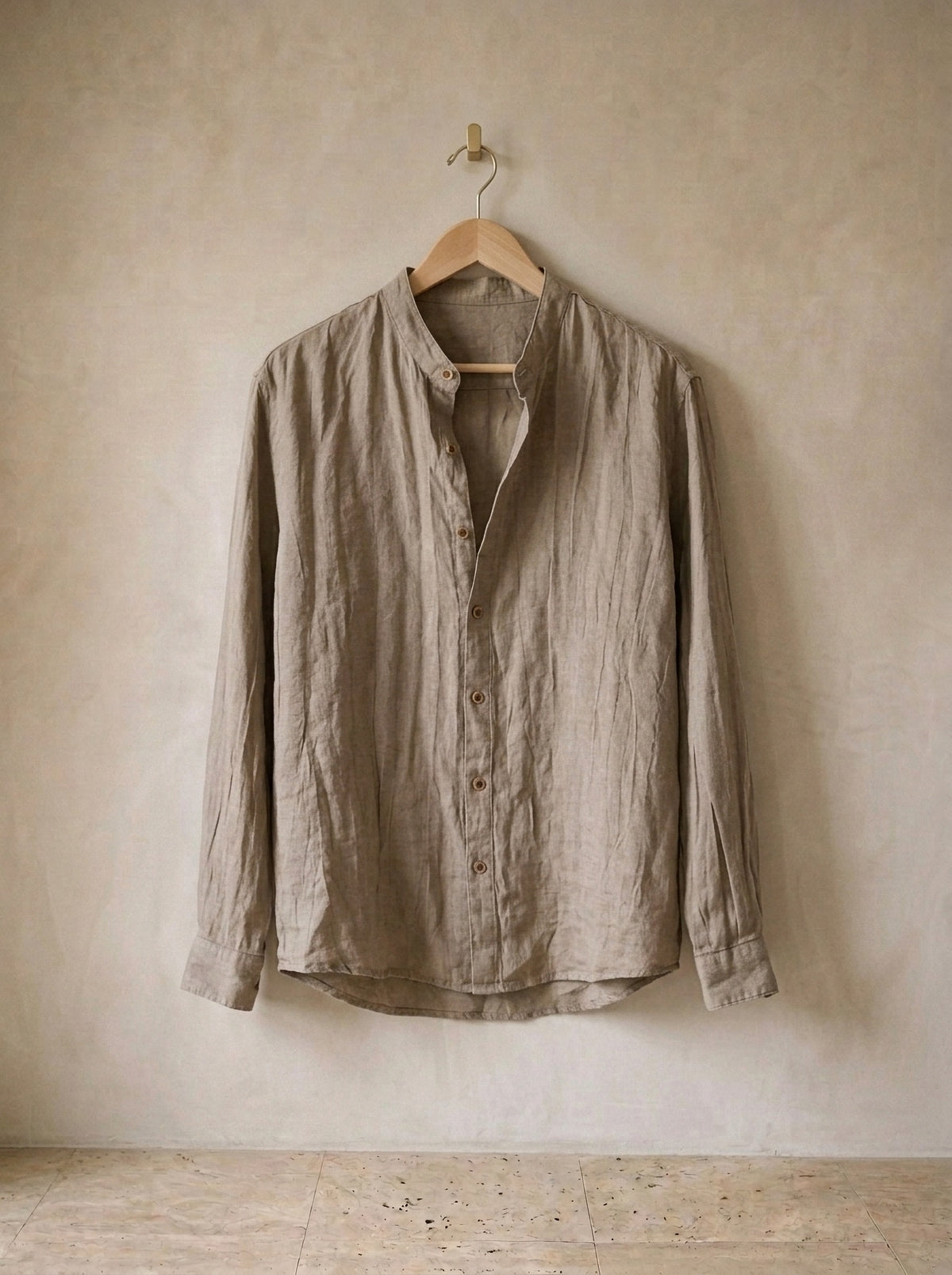 Caqui | Camisa social de linho San Sebastián caqui – peça sozinha, foto de produto