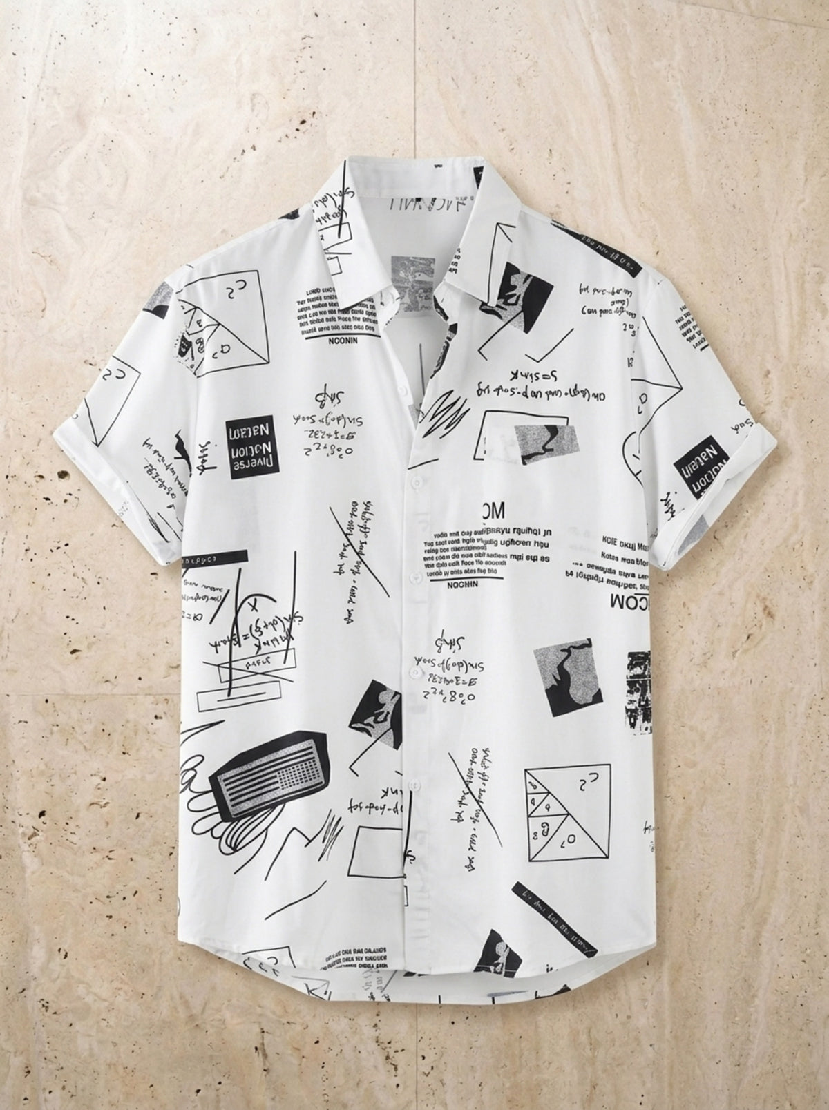 Branco | Camisa estampada Segovia branco – peça sozinha vista de cima