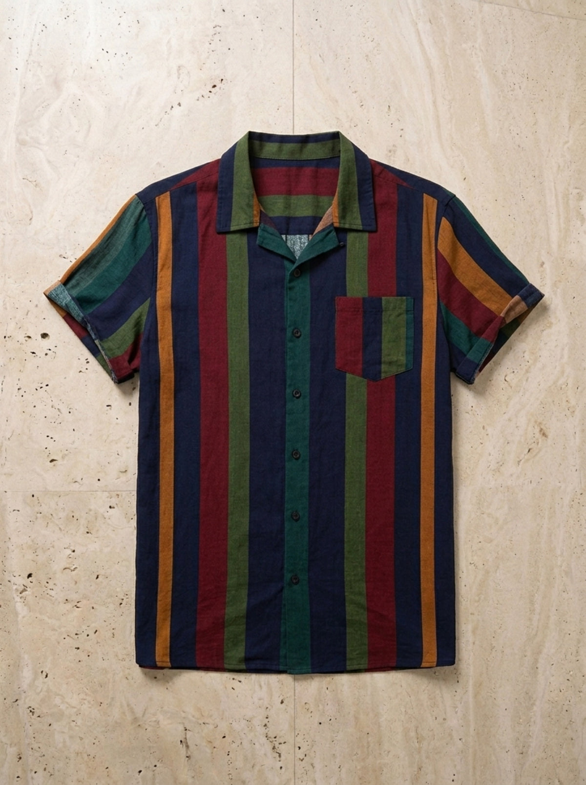 Camisa listrada manga curta Séguret – peça sozinha vista de cima