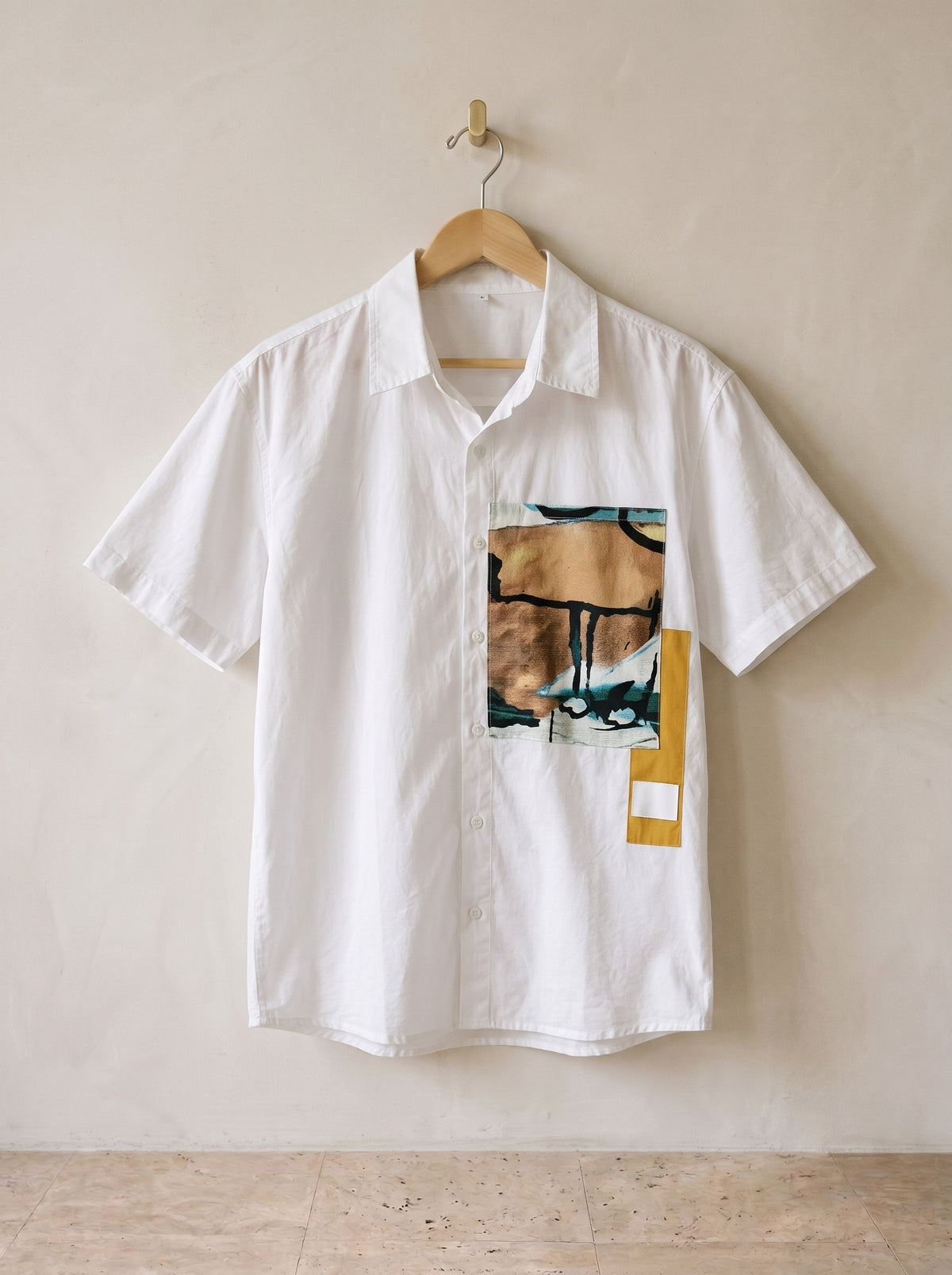 Branco | Camisa manga curta com painel estampado Sintra branco – peça sozinha, foto de produto