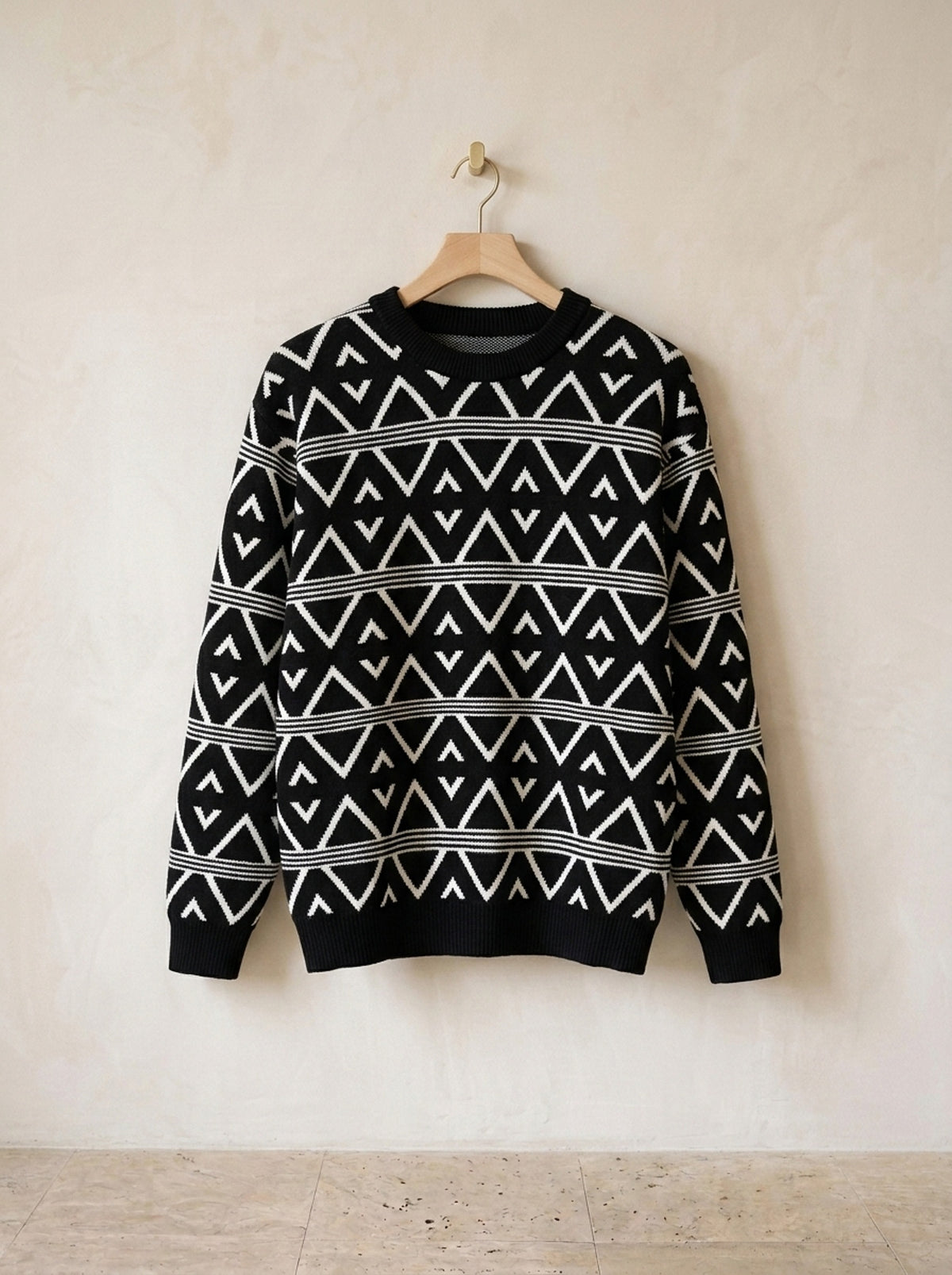 Preto | Suéter jacquard zigue-zague Sion preto – peça sozinha, foto de produto