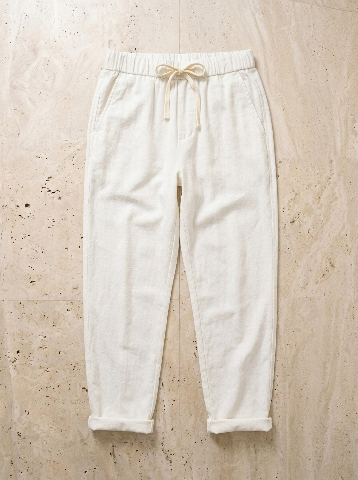 Branco | Calça de linho Sortelha branco – peça sozinha vista de cima