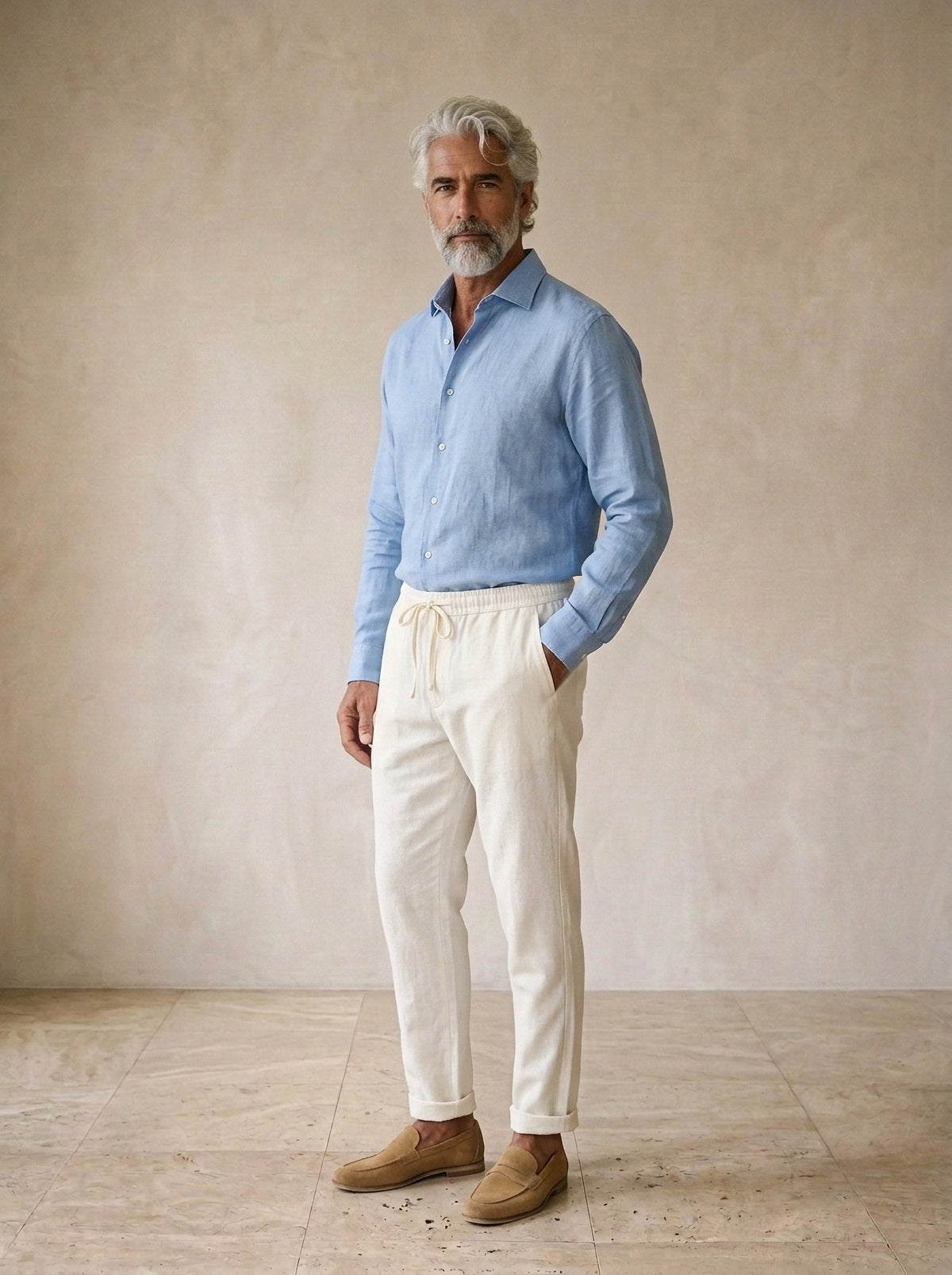 Branco | Calça de linho Sortelha branco – vista três quartos