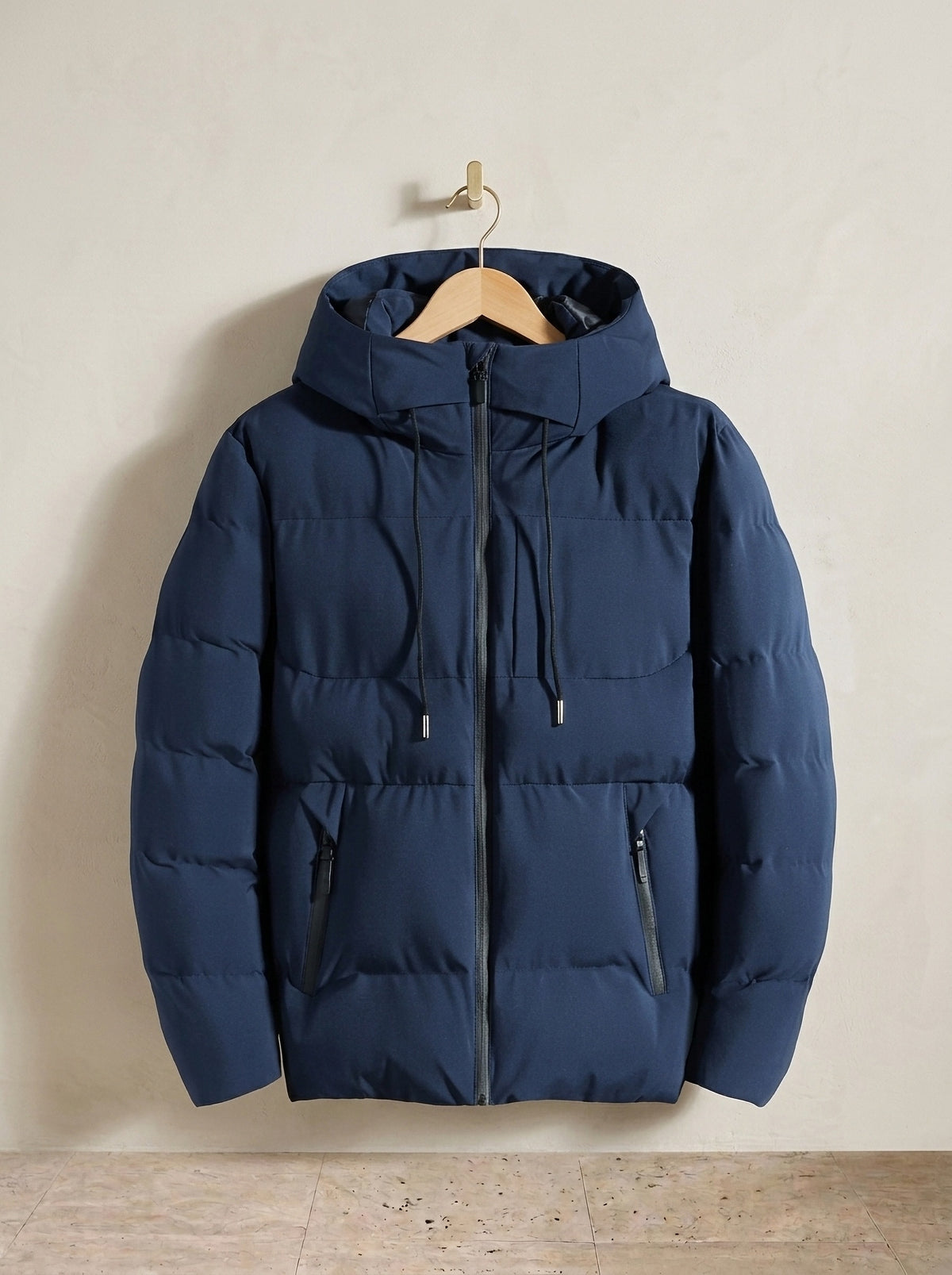 Azul | Jaqueta puffer com capuz Spoleto azul – peça sozinha, foto de produto