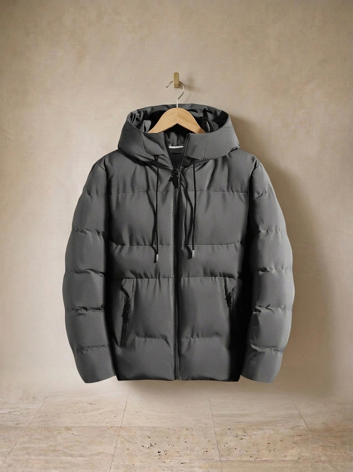 Cinza | Jaqueta puffer com capuz Spoleto cinza – peça sozinha, foto de produto