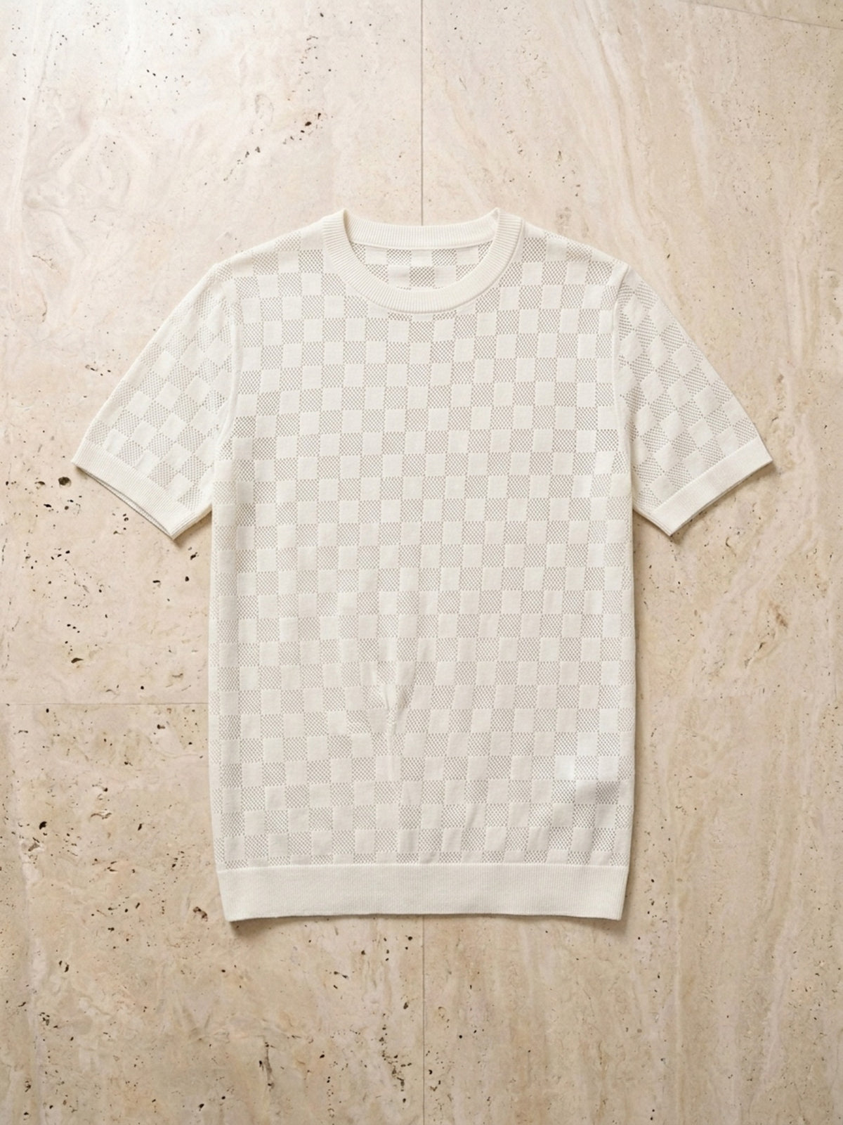 Branco | Camiseta de tricô Sartong Svolvær branco – peça sozinha vista de cima