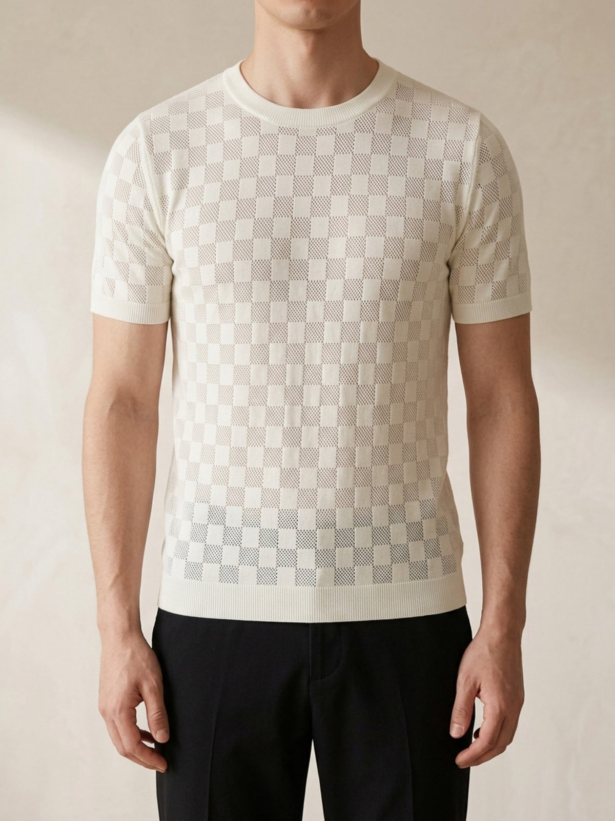 Branco | Camiseta de tricô Sartong Svolvær branco – peça no corpo, foto de produto