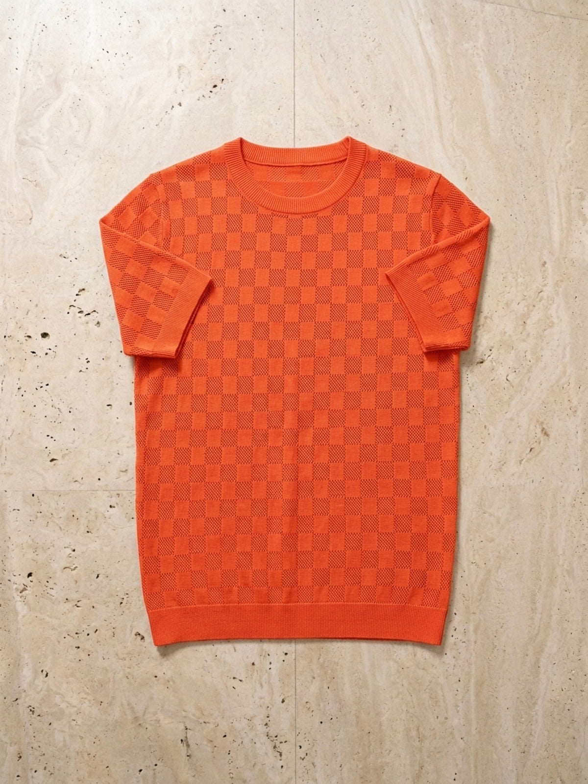 Laranja | Camiseta de tricô Sartong Svolvær laranja – peça sozinha vista de cima