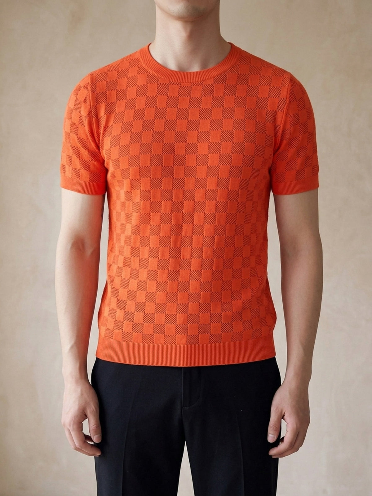 Laranja | Camiseta de tricô Sartong Svolvær laranja – peça no corpo, foto de produto
