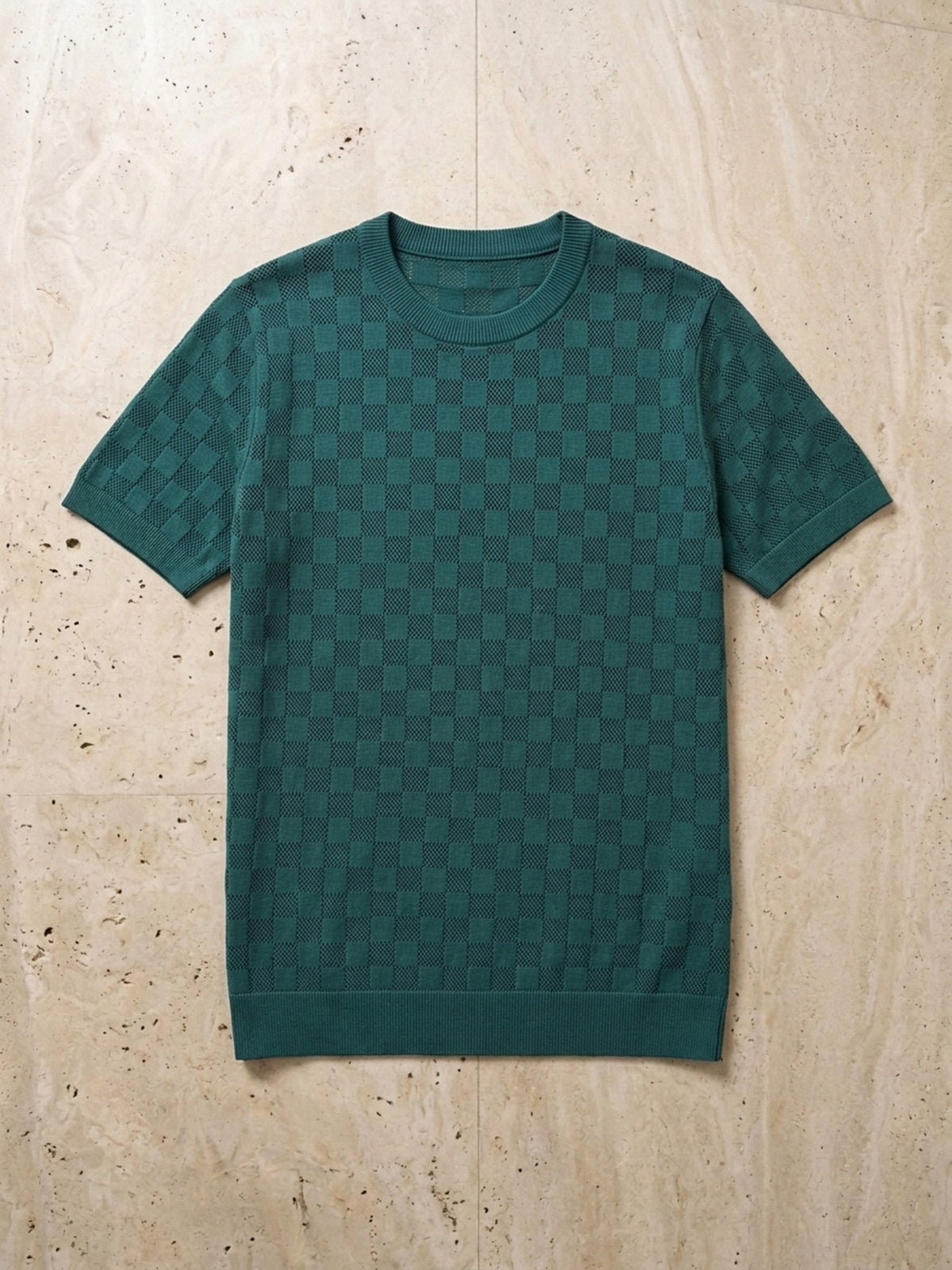 Verde | Camiseta de tricô Sartong Svolvær verde – peça sozinha vista de cima