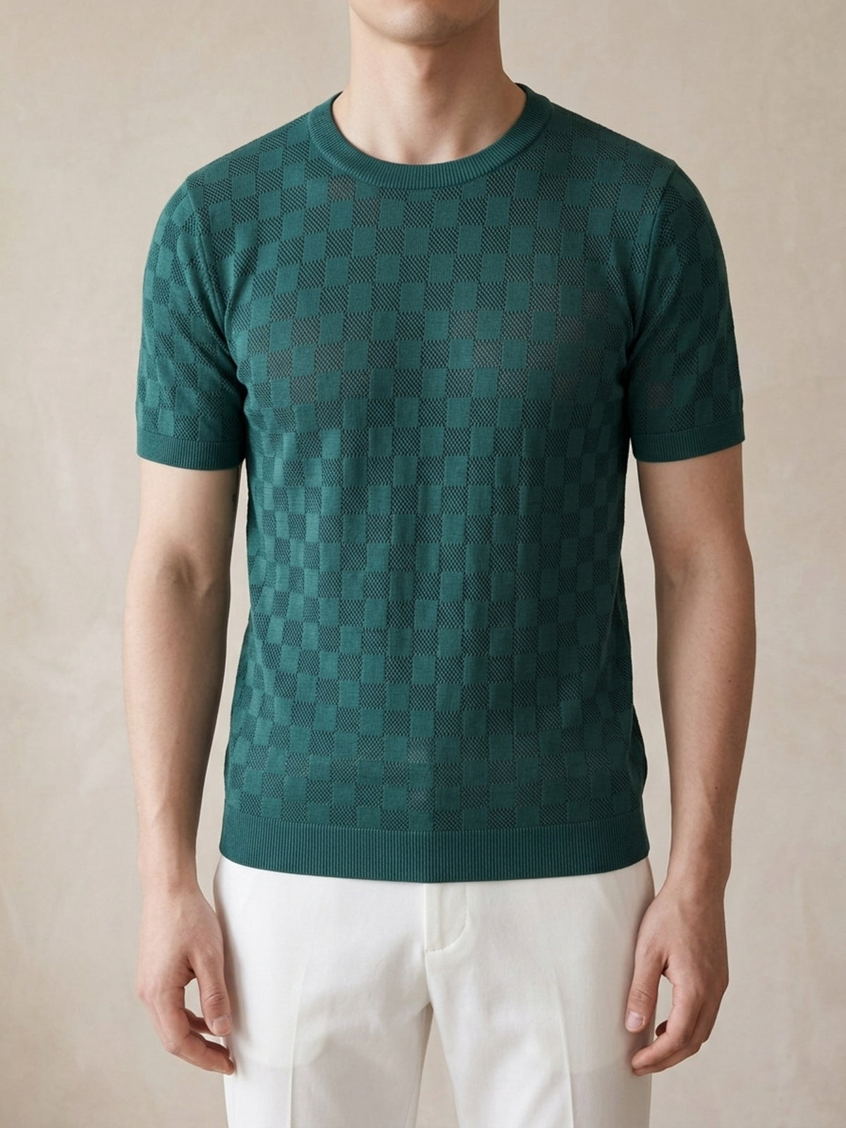 Verde | Camiseta de tricô Sartong Svolvær verde – peça no corpo, foto de produto