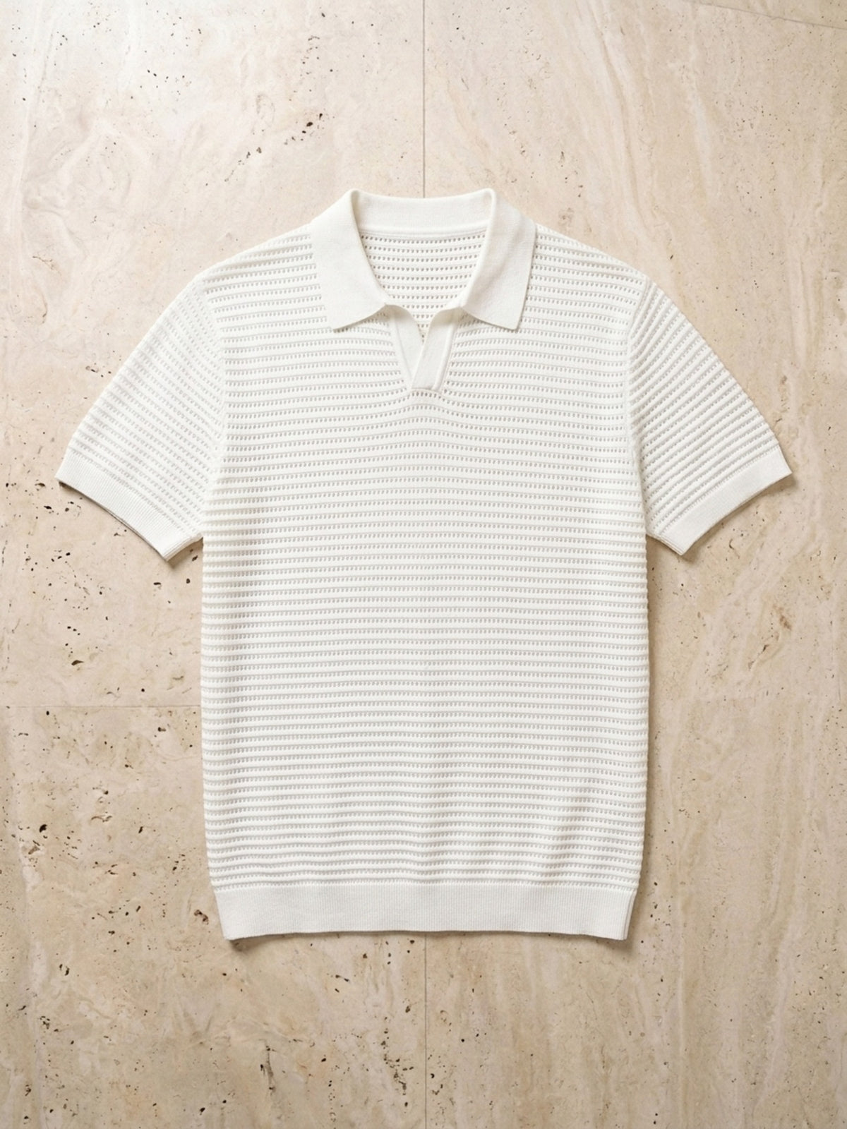 Branco | Camisa polo de tricô Sartong Szeged branco – peça sozinha vista de cima