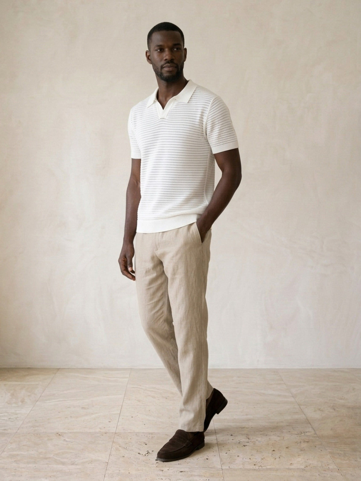 Branco | Camisa polo de tricô Sartong Szeged branco – vista três quartos