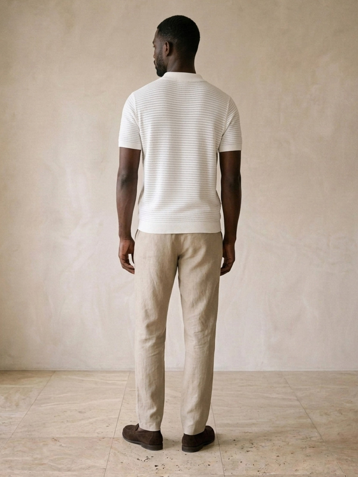 Branco | Camisa polo de tricô Sartong Szeged branco – vista de costas