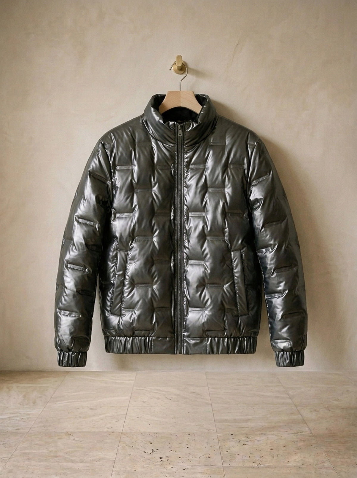 Cinza | Jaqueta puffer brilhante Tampere cinza – peça sozinha, foto de produto