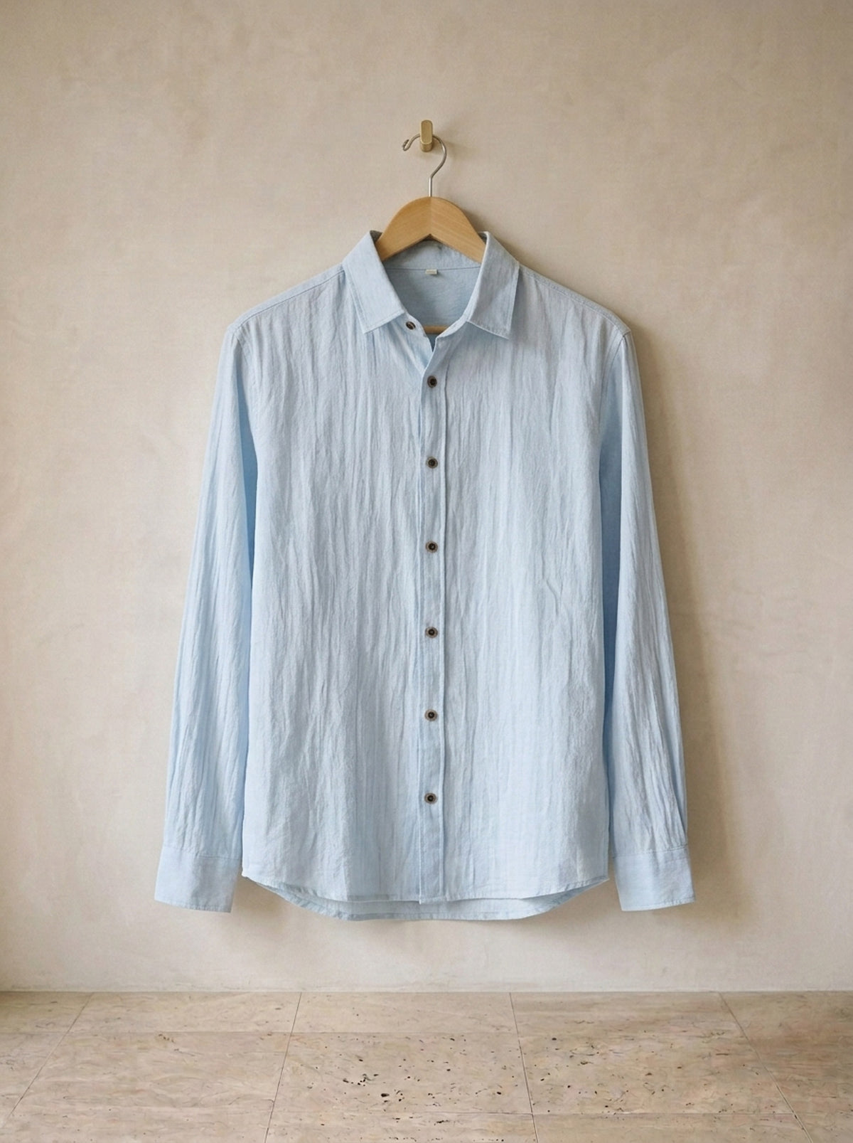 Azul-claro | Camisa de algodão e linho Taormina azul-claro – peça sozinha, foto de produto