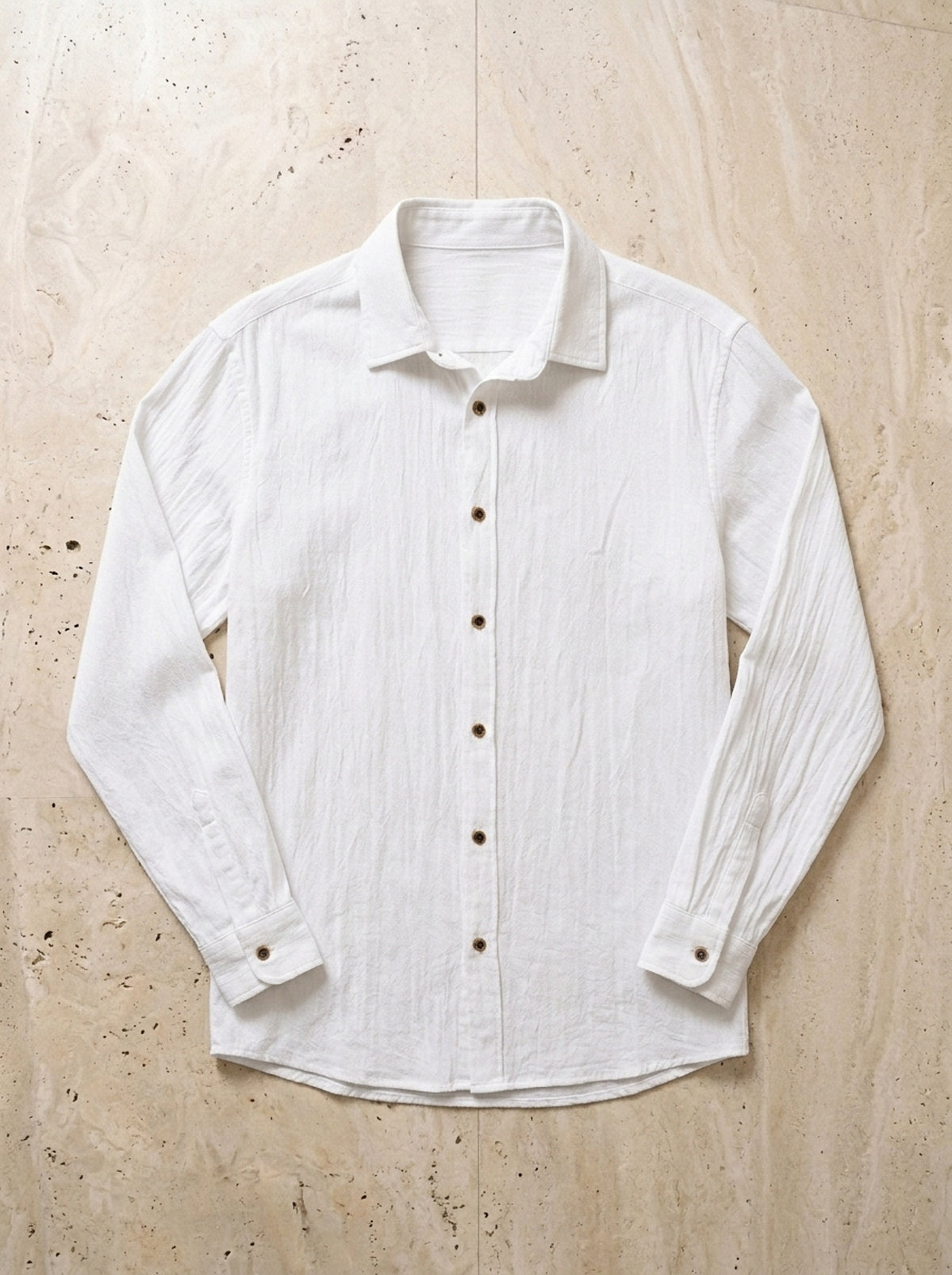 Branco | Camisa de algodão e linho Taormina branco – peça sozinha vista de cima