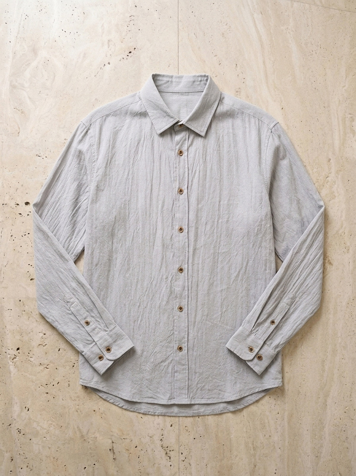 Cinza | Camisa de algodão e linho Taormina cinza – peça sozinha vista de cima