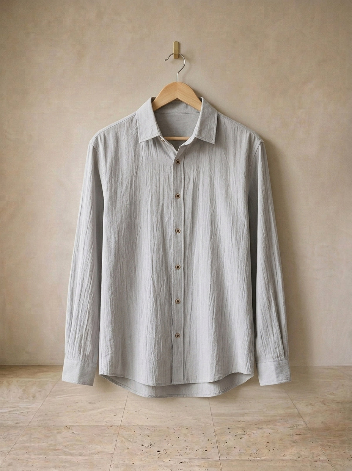 Cinza | Camisa de algodão e linho Taormina cinza – peça sozinha, foto de produto