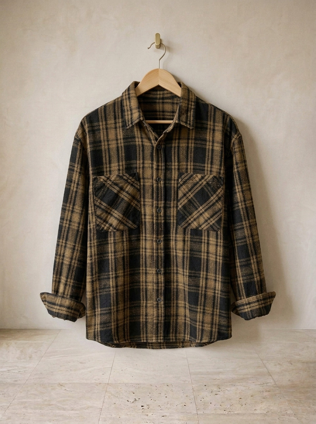 Marrom | Camisa xadrez de flanela Tarifa marrom – peça sozinha, foto de produto