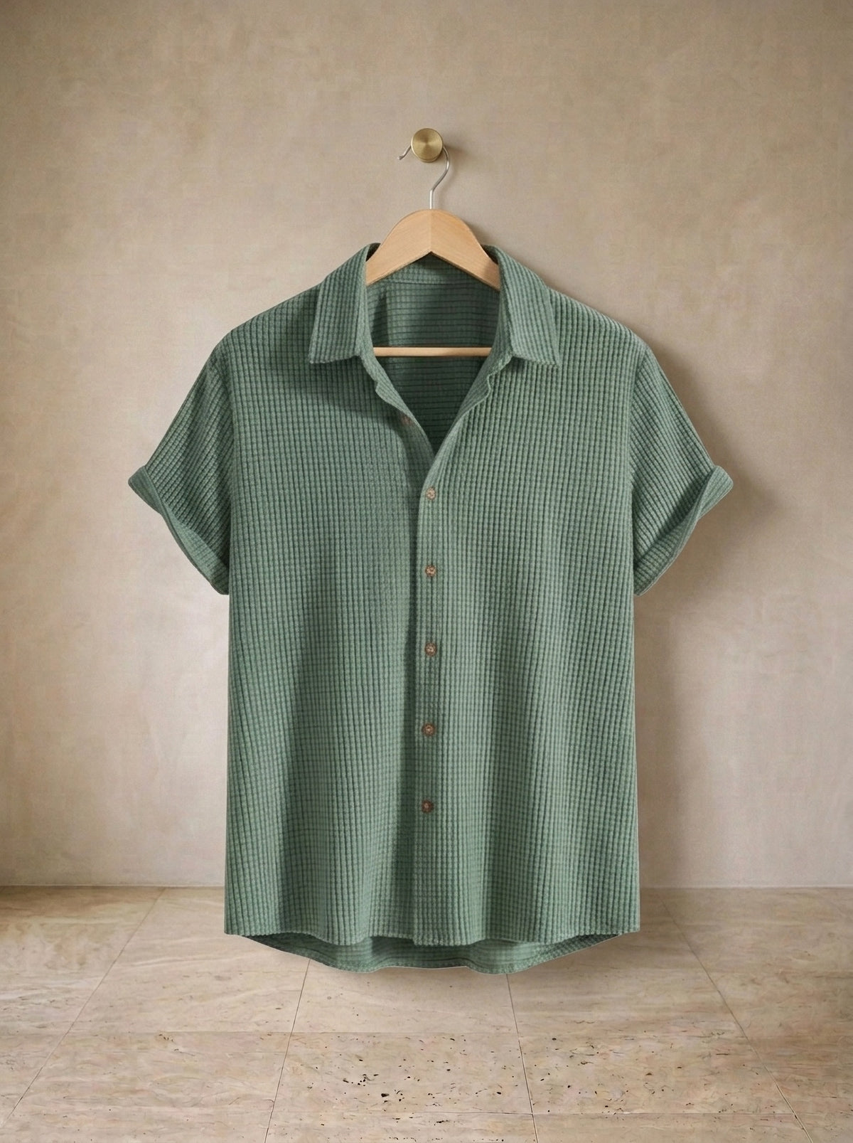 Verde | Camisa social aveludada Tavira verde – peça sozinha, foto de produto