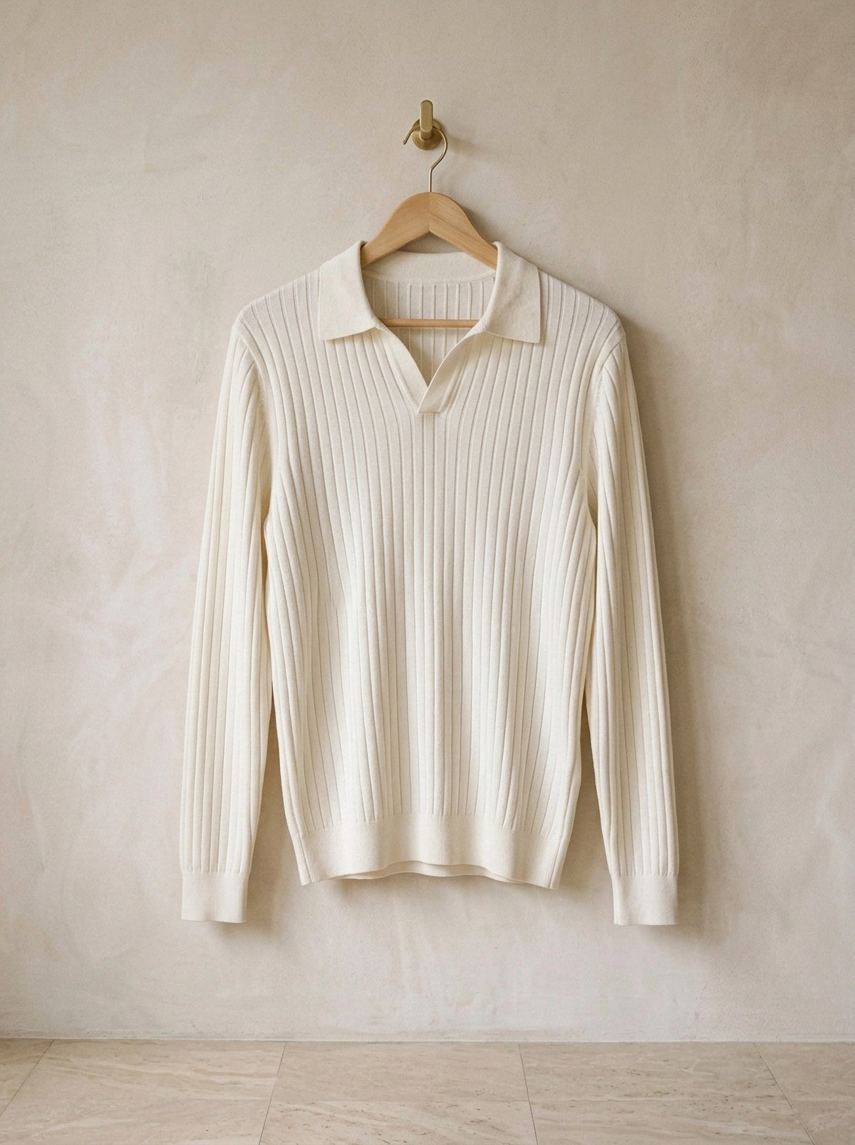 Branco | Polo de tricô Tenby branco – peça sozinha, foto de produto