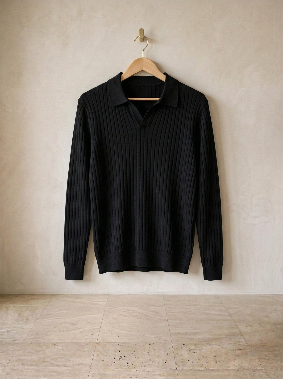 Preto | Polo de tricô Tenby preto – peça sozinha, foto de produto