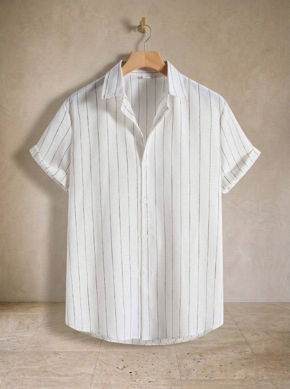 Branco | Camisa risca de giz Tenerife branco – peça sozinha, foto de produto