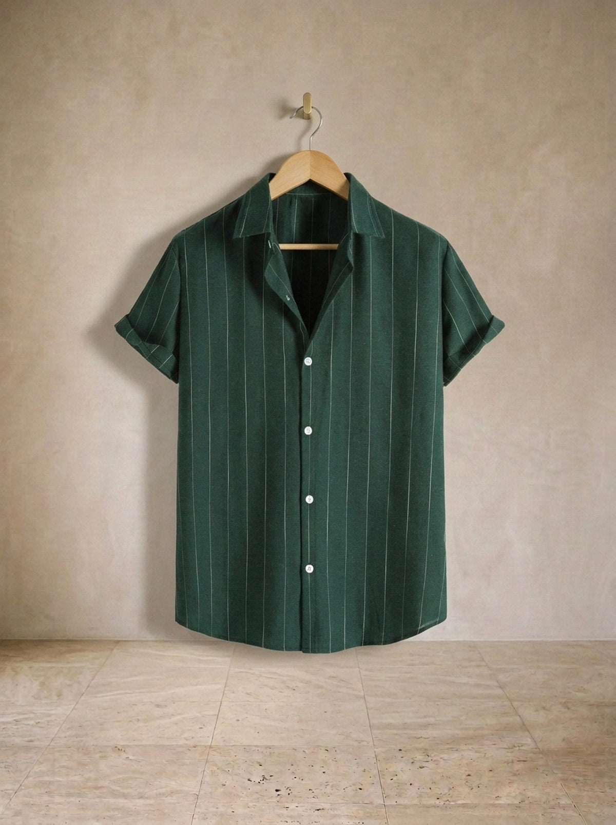 Verde | Camisa risca de giz Tenerife verde – peça sozinha, foto de produto