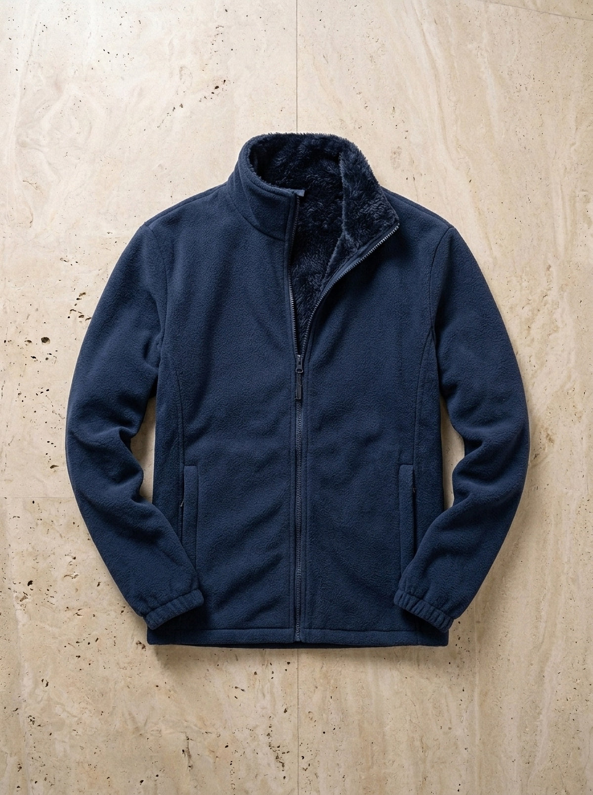 Azul | Jaqueta de fleece com zíper Tilburg azul – peça sozinha vista de cima
