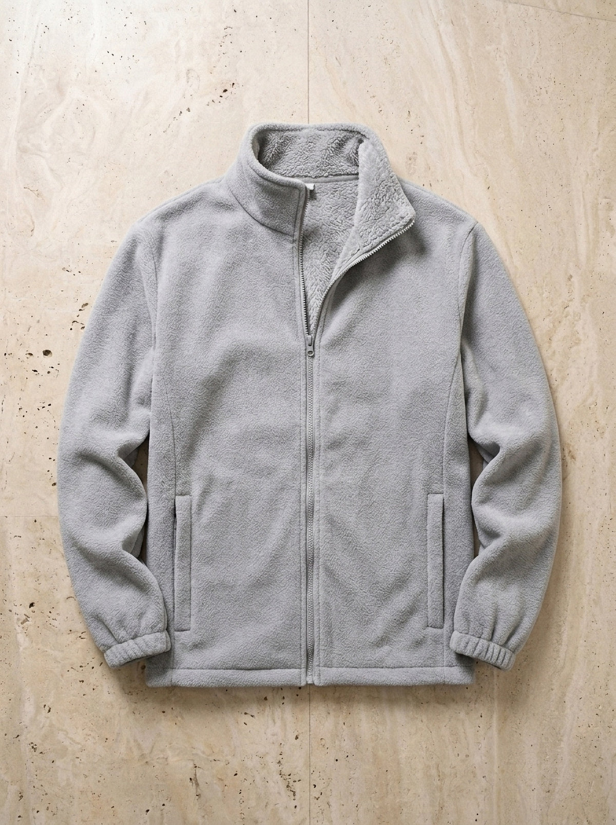 Cinza | Jaqueta de fleece com zíper Tilburg cinza – peça sozinha vista de cima