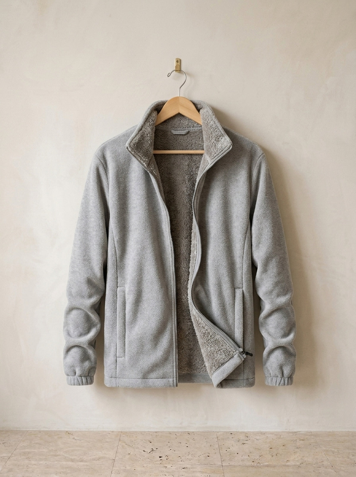 Cinza | Jaqueta de fleece com zíper Tilburg cinza – peça sozinha, foto de produto