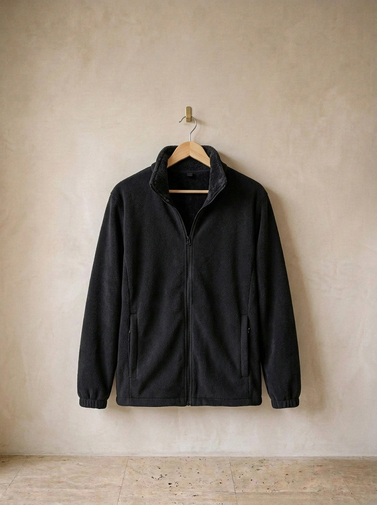 Preto | Jaqueta de fleece com zíper Tilburg preto – peça sozinha, foto de produto