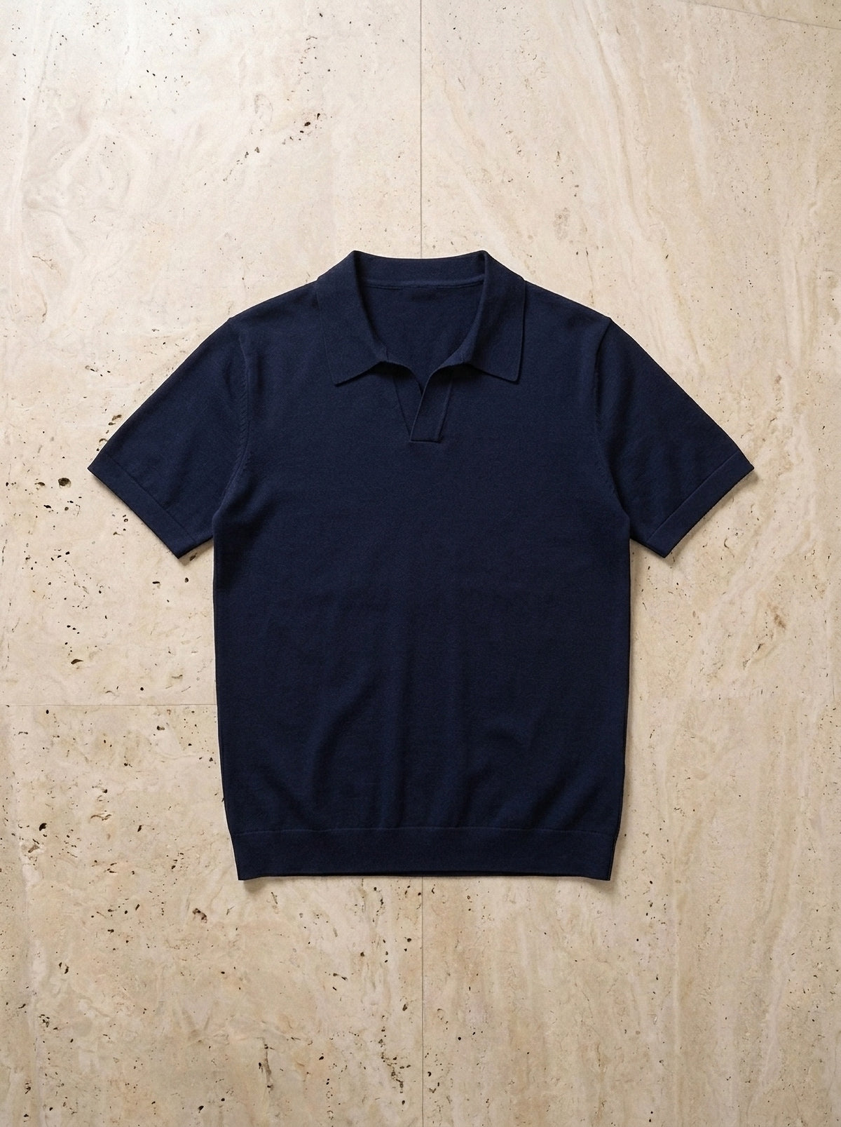 Azul-marinho | Camisa polo lisa Tomar azul-marinho – peça sozinha vista de cima