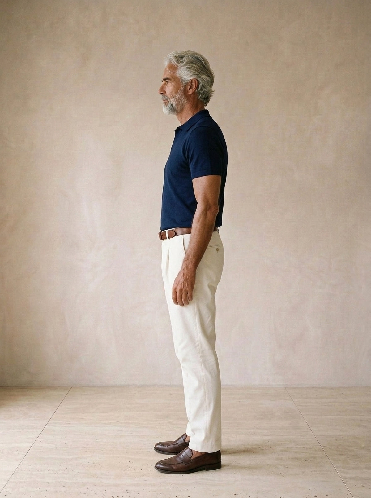 Azul-marinho | Camisa polo lisa Tomar azul-marinho – vista de perfil