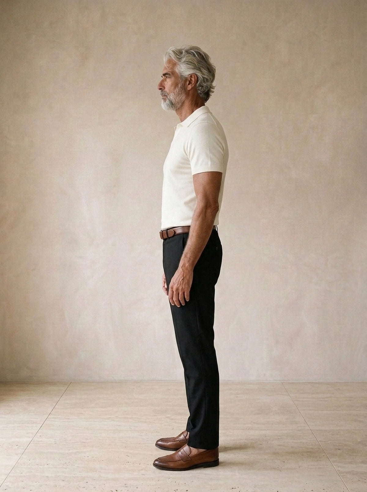 Branco | Camisa polo lisa Tomar branco – vista de perfil
