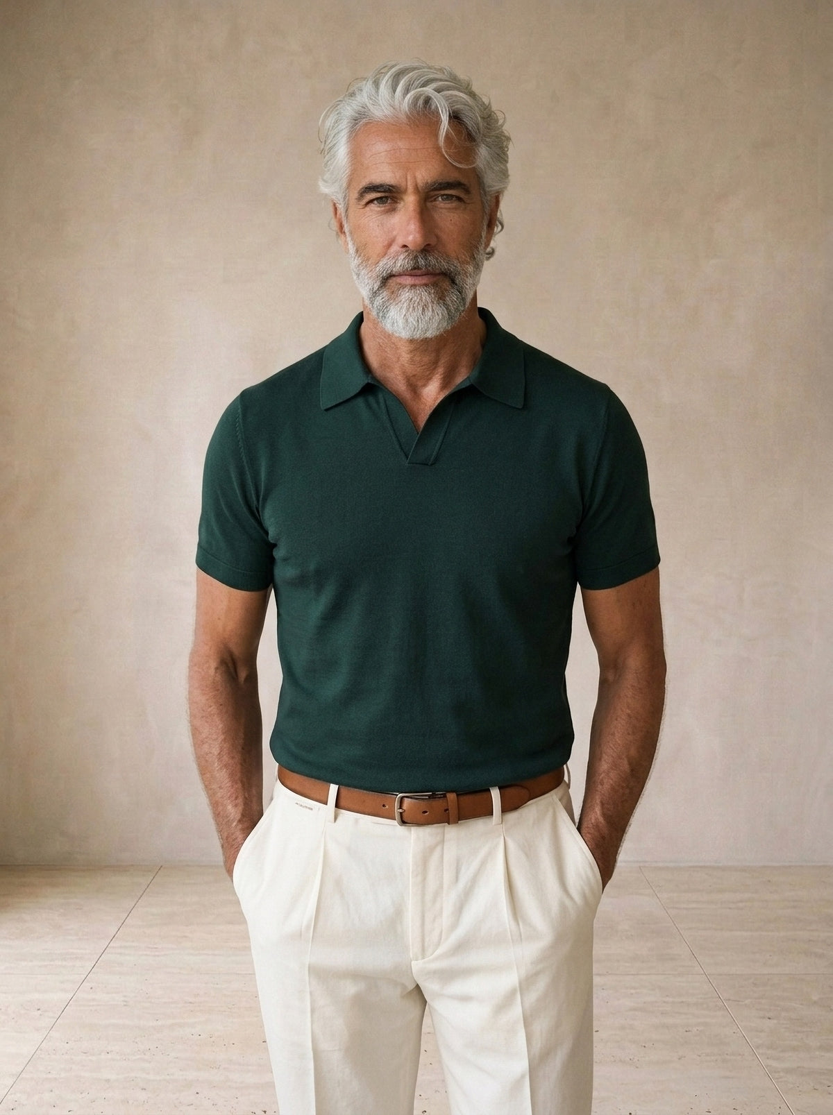 Verde | Camisa polo lisa Tomar verde – vista de frente, recorte próximo