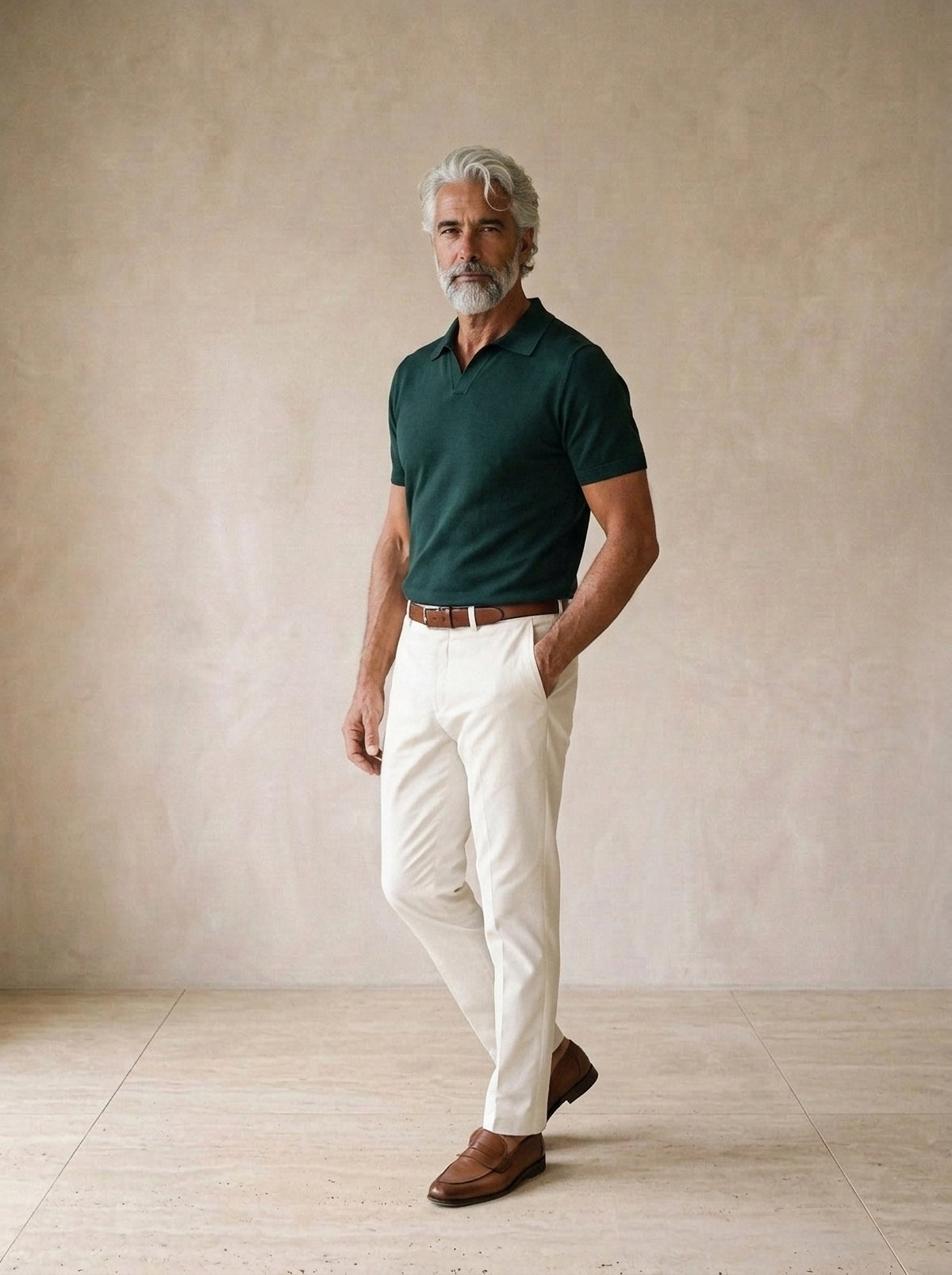 Verde | Camisa polo lisa Tomar verde – vista três quartos
