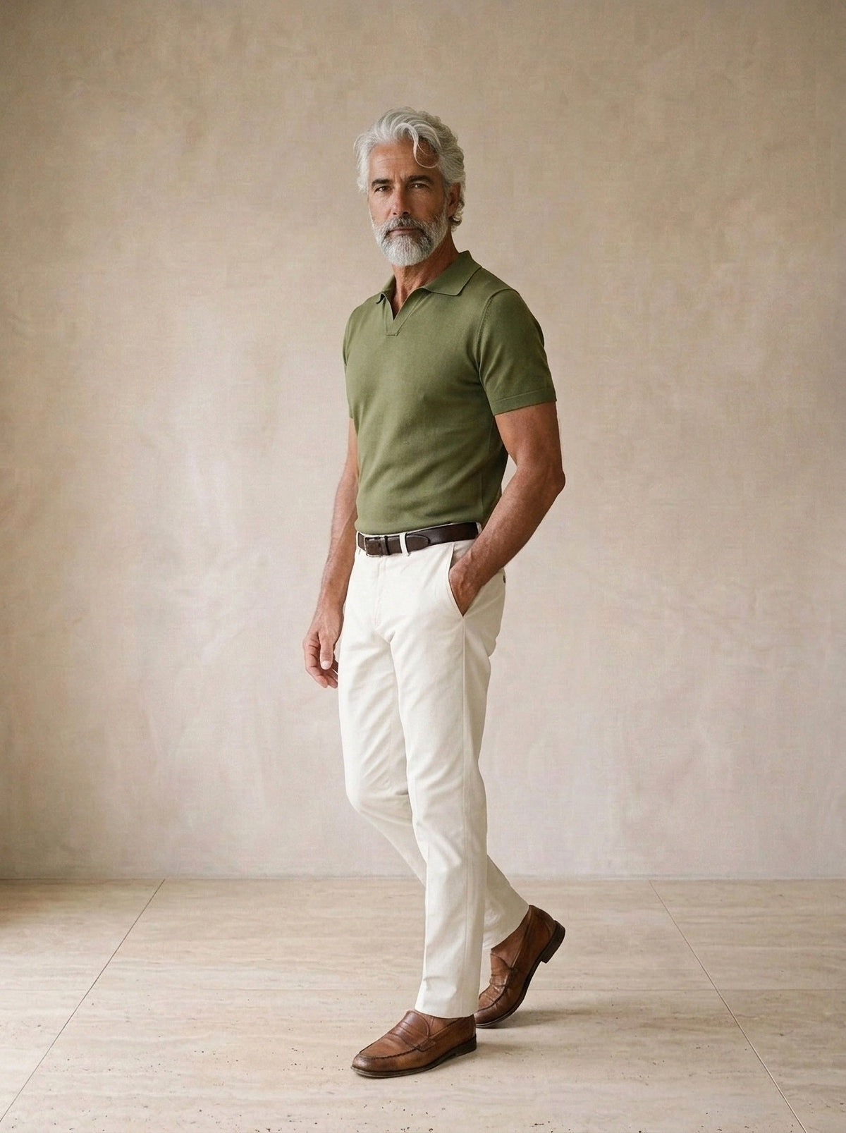 Verde-claro | Camisa polo lisa Tomar verde-claro – vista três quartos