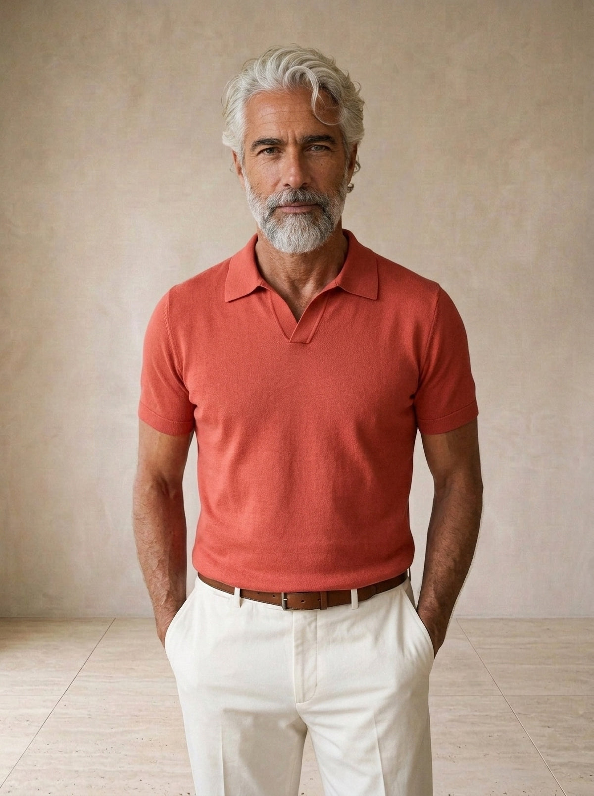 Vermelho | Camisa polo lisa Tomar vermelho – vista de frente, recorte próximo