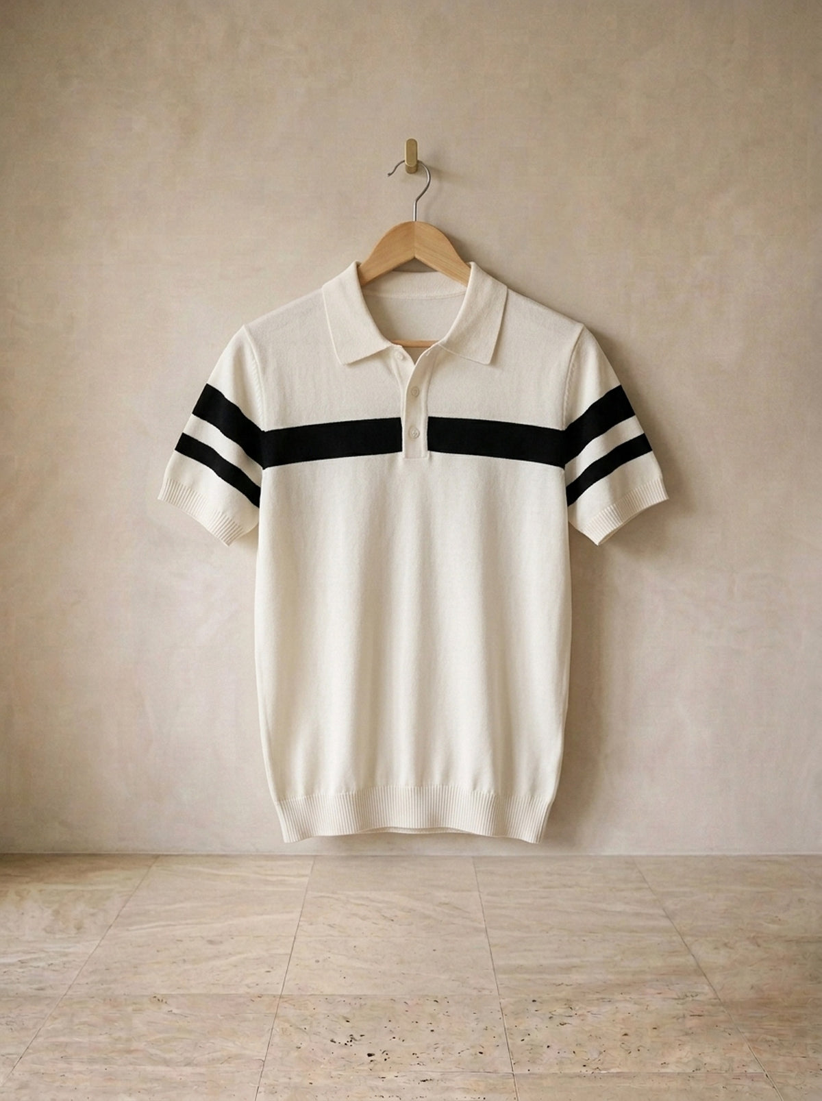 Branco | Polo de tricô com faixa Toulon branco – peça sozinha, foto de produto