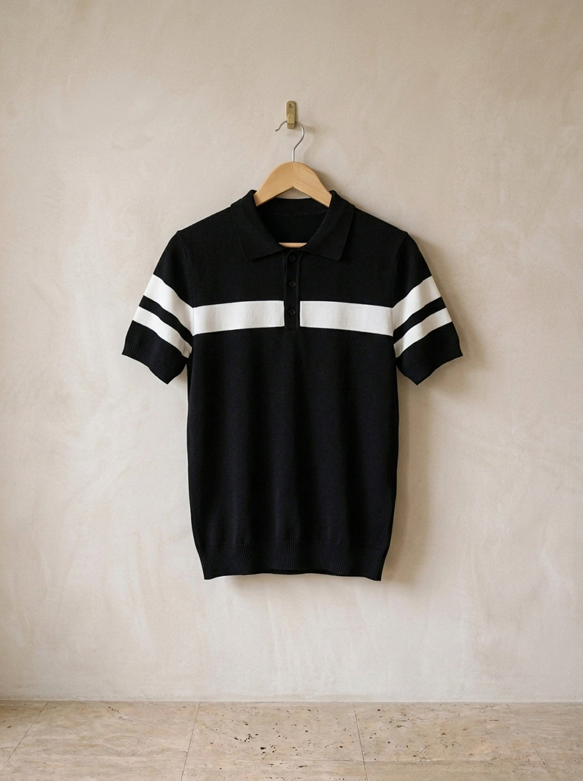 Preto | Polo de tricô com faixa Toulon preto – peça sozinha, foto de produto