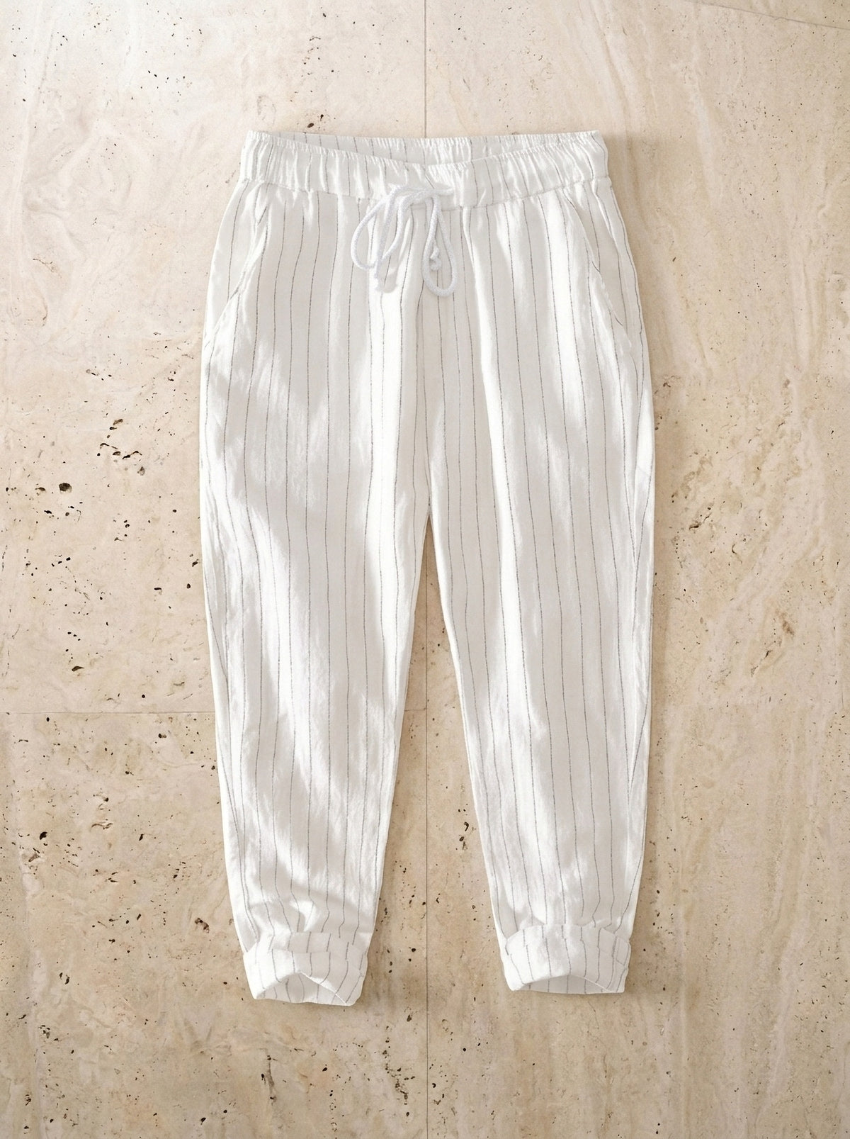 Branco | Calça de linho Toulouse branco – peça sozinha vista de cima